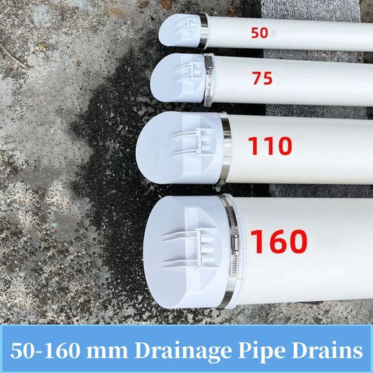50-160mm Drainage Pipe Floor Drains Multifunctional White Strainer Plug PVC Anti Odor Rain Pipe Cap Water Pipe Sewer Hair Filter
