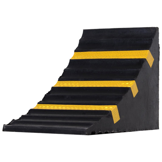 2 PCs Rubber Wheel Chocks Heavy Duty Blocks for Vehicles, Cars, Caravan, Trailer with Handle 25L x 16W x 19H cm-0